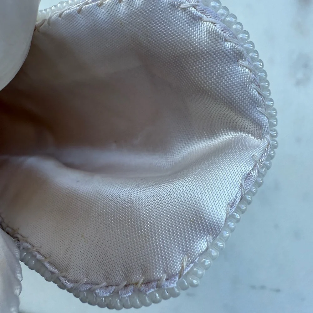 Pearl white beaded eyeglasses case elegant beadwork silk